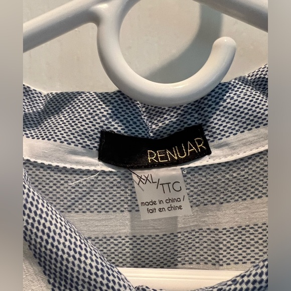 Renuar Blue and White Button Up Blouse - Size XXL - Picture 4 of 7